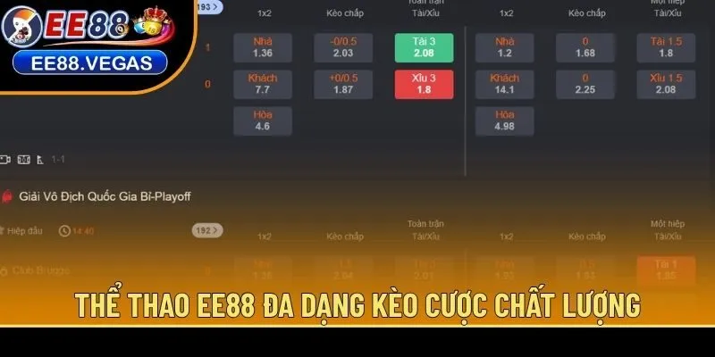 Thể thao EE88 đa dạng kèo cược chất lượng